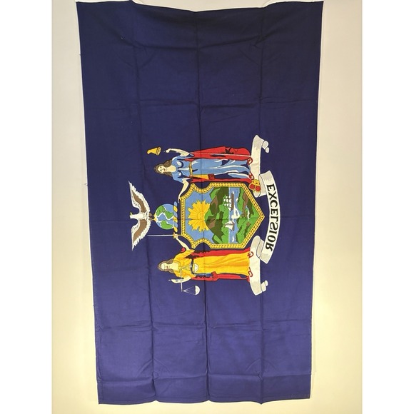 Vintage Large New York State Flag Organic Textile Art Decor - Picture 3 of 4